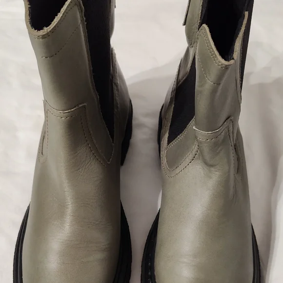 G STAR Kafey Chelsea Leather Boots green Combat Y2K - Picture 1 of 7
